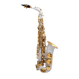 Saxofone Alto Mib Branco Com Dourado