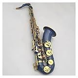 Saxofone Instrumentos Saxofone Tenor Azul Chaves Douradas Sax Tenor Profissional Latão Com Estojo Palhetas Pescoço Bocal