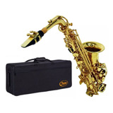 Saxofone Sax Alto Laqueado Mib Dourado