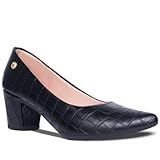 Scarpin Feminino Confortável Salto Baixo Grosso Casual Ou Formal Preto Clássico A1-22 -Preto- BR- Adulto- Numérico- 37-