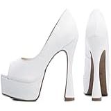 Scarpin Feminino Meia Pata Salto 13cm Plataforma 3 5cm Branco 37