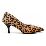 Scarpin Gi Paiva Onça Animal Print Salto Baixo Até Número 44