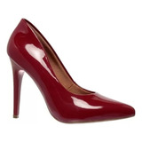 Scarpin Marsala Ptah Salto Alto 11 Cm Bico Fino Verniz