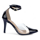Scarpin Vinil Transparente Tira Amarrar Salto Alto
