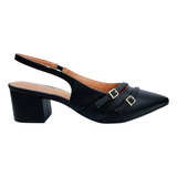 Scarpin Vizzano Feminino Slingback Salto Bloco Baixo