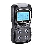 Scondaor Monitor Detector De Gás Multi Portátil Analisador De Medidor De Gás 4 Em 1 Recarregável Com Display Digital Alarme De Vibração De Luz E Som De Voz Preto 