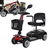 Scooter EléTrico De Quatro Rodas Bicicleta DobráVel Leve Capacidade De Carga De 250 Kg DuraçãO Da Bateria De 20 Km Com Luzes LED Assento AjustáVel Para Compras Em FamíLia Para Idosos