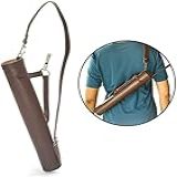 Scorpion Archery Back Arrow Quiver Capa De Couro Genuíno Com Flecha Aljava Tradicional Feita à Mão Para Caça E Prática Ao Alvo Couro De Vaca Ajustável Leve E Confortável Marrom