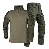 Scosao Conjunto Masculino De Camiseta E Calça De Combate Tático Camuflado Airsoft Uniforme Militar Roupas De Caça Verde 4