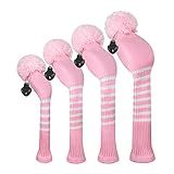Scott Edward Capas De Cabeça De Golfe De Malha 4 Peças Feitas À Mão Se Encaixam Bem Para Driver E Madeiras De Fairway Com Pescoço Longo Pom Pom Conjunto De Capas De Cabeça De Taco De Golfe