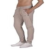 SCR SPORTSWEAR Calça De Moletom Masculina 30 33 36 Com Costura Interna Com Bolsos Afunilados Joggers Masculina Slim Fit Aberta Calça Alta Bege Escuro 34W 36L