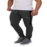 SCR SPORTSWEAR Calça Jogger Masculina Listrada 33 36 Com Punhos E Costura Interna Justa E Longa Cinza Escuro Preto 38W X 33L Tall