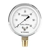 SCTSNSR Manômetro De Coluna De Água De 0 A 60 Sistema De Medição De Cápsula Mostrador De 2 5 Montagem Inferior De 1 4 Npt Caixa Cromada Para Linha De Gás Regulador Ar Teste De Baixa Pressão