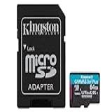 SDCG3 Cartão De Memória Kingston MicroSD De 64 GB Canvas Go Plus Leitura 170MBs Com Adaptador