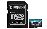 SDCG3 Cartão De Memória Kingston MicroSD De 64 GB Canvas Go Plus Leitura 170MBs Com Adaptador 