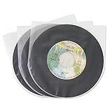SdroceRyaM 100 Peças De Mangas Internas De Disco De Vinil De 25 Cm Plástico Antiestático Com Fundo Redondo Capas Protetoras Para Disco De Vinil LP Translúcido