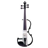 SEACHASER Violino Elétrico 4 4 Madeira Maciça Bordo Preto E Branco Silencioso Tamanho Completo Violino W Arco Rígido Cabo De Fone De Ouvido Resina Novo Conjunto