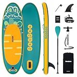 SEASEESUP Prancha De Stand Up Paddle Inflável Seaseesup Kids Com Acessórios De Paddleboard Sup Bomba Manual Dupla Remo Ajustável Deck Antiderrapante Trela Mochila E Nadadeira Inferior P