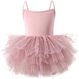 SEAUR Roupa De Balé Infantil Para Meninas Collant De Dança Tutu De Balé Roupa De Bailarina Collant De Ginástica Com Saia Rosa Empoeirado G
