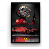 Sebastian Vettel Fórmula 1 Quadro Com Moldura 33x24cm