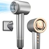 Secador De Cabelo Profissional 1500w - Baixo Ruído, íons Negativos, Controle De Temperatura, Motor Brushless De Alta Velocidade (120000 Rpm), Secagem Rápida, Portátil (cinza + Ouro, 127v)