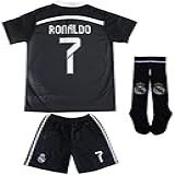 Secenmerch 2020/2021 New Hazard No #7 Real Madrid Away Blue Kids Kit De Shorts De Camisa De Futebol Para Jovens Tamanhos, Preto, 4t / 5t