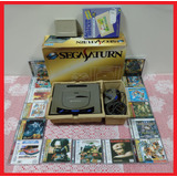 Sega Saturn Cinza Na Caixa Com Action Replay 15 Jogos E Cartucho Memory Card