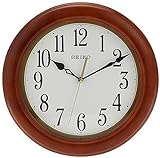 Seiko Relógio De Parede Clássico De Madeira Redonda De 30,5 Cm, Branco, Marrom