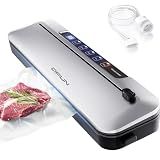 Seladora A Vácuo Elétrica 127V Para Alimentos- 6 Em 1 Com Cortador- Mini Seladora De Embalagens Compatível Com Sacos Texturizados- Vedação 300mm- Sucção 75kPa- Digital- Portátil