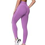 SELENE Calça Legging Academia Fitness Microfibra Poliamida Sem Costura Cintura Alta Feminino  Roxo  G