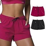 SELENE Kit 2 Shortinhos Selene Piscina Proteção Solar Bolso E Cordão Feminino 1 Preto 1 Rosa Escuro G