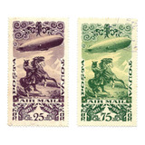 Selo 13 E 15 Aéreo Com Cbc Zeppelin Tannu Tuva 1936