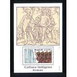 Selo Bloco Brasil 1997 Cultura Indígena Armas