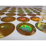 Selo Holográfico   Cor Ouro Pacote Com 500 Unidades