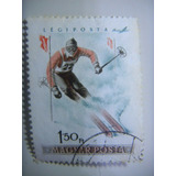 Selo Hungria Esportes De Inverno Esqui 1 5 Ft 1955