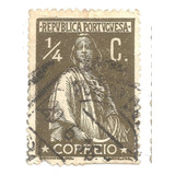 Selo Postal Antigo Portugal 1 4 Cent 1916 F07