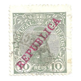 Selo Postal Antigo Portugal 10 Reis 1911 F07