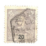 Selo Postal Antigo Portugal 20 Reis 1896 F07