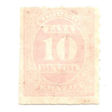 Selo Postal Circulado Taxa Devida 10 Réis - 1890 - F02