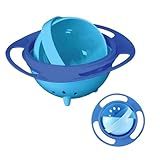 Sem Bagunça - Prato Mágico Giratório - Pratinho Giro Bowl 360º Com Tampa Colorido - Seguro E Divertido Para Crianças- Não Deixa O Alimento Do Bebe Cair -Azul-Azul-