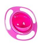 Sem Bagunça - Prato Mágico Giratório - Pratinho Giro Bowl 360º Com Tampa Colorido - Seguro E Divertido Para Crianças- Não Deixa O Alimento Do Bebe Cair -Rosa-Pink-