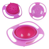 Sem Bagunça Prato Mágico Infantil Giro 360 Bowl Giratório Bebê Não Derrama Cor Rosa Pink