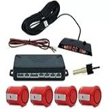 Sensor De Estacionamento Ré 4 Pontos Display Colorido 18mm Kit Para Carros Vans E Ultilitarios Cor Vermelho