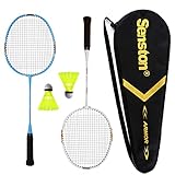 Senston Conjunto De Raquete De Badminton Infantil Kit De Raquete De Badminton Azul Branco Incluindo 2 Raquetes 2 Petecas 1 Bolsa