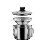 Separador De Gordura De Aço Inoxidável 4 Xícaras 1000 Ml Separador De Graxa Para Molho Com Filtro E Tampa De Vidro Copo Separador De óleo De Sopa Para Cozinhar Coador De Sopa De óleo Para Cozinha