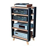 Serena Estantes Rack Para 5 Aparelhos De Som Preto MDF Preto 25mm Cumaru 18mm MORY