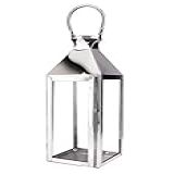 Serene Spaces Living Lanterna De Metal E Vidro Quadrado De Prata Médio Suporte De Vela Moderno De Aço Inoxidável Corredor De Casamento Feriado Decoração De Festa Centro De Mesa 15 Cm De Diâmetro E 42 Cm De Altura