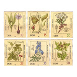 Série Completa Selo 2341 2346 Alemanha Ddr Plantas Venenosas