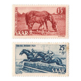 Série Completa Selo 253-254 Saar Alemanha 1949 Dia Do Cavalo
