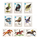 Série Completa Selo União Soviética 1982 Cavalos E Pássaros